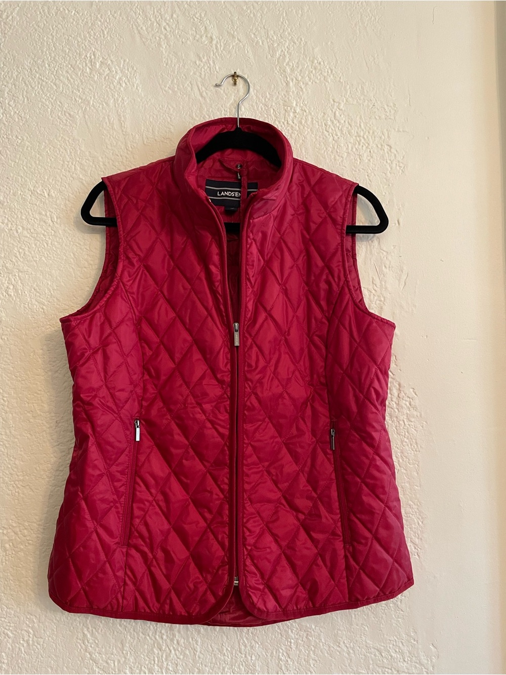 Lands’ End Diamond Quilted Packable Zipper Vest M New!